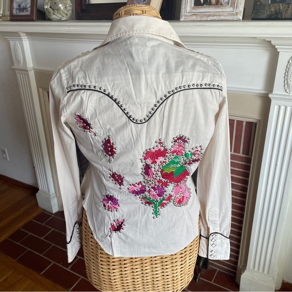 Antik denim western studded embroidered shirt S - Picture 4 of 9